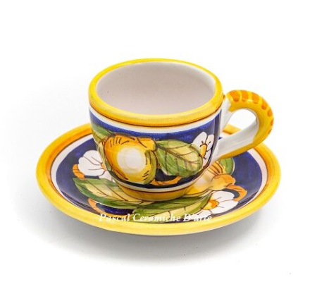 Italian Espresso Cups, Set of 2 - Yellow Flowers